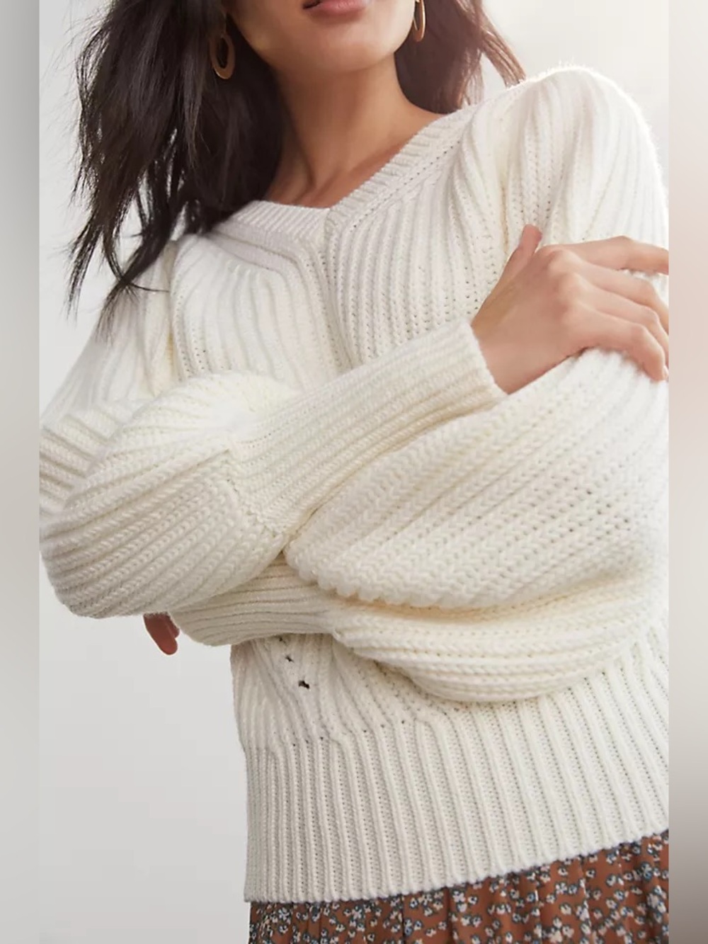 NWOT Anthropologie Maeve V-Neck Sculptured Pullover Sweater, Size M